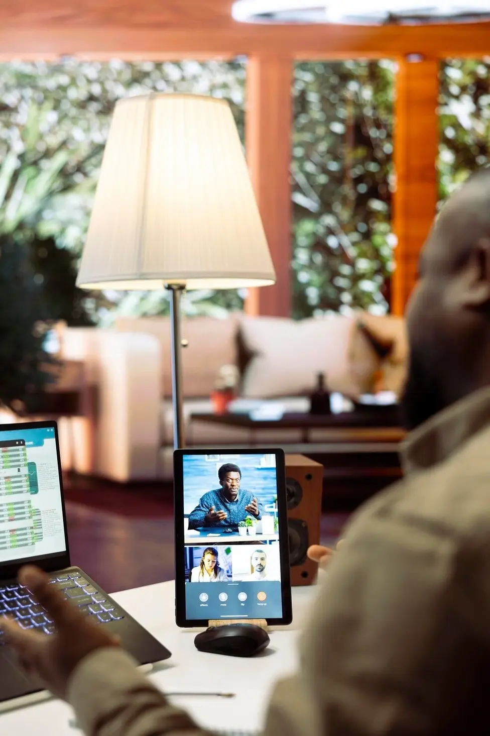 Remote mental health consultation with a doctor using a tablet display at Mentally Healthy Care