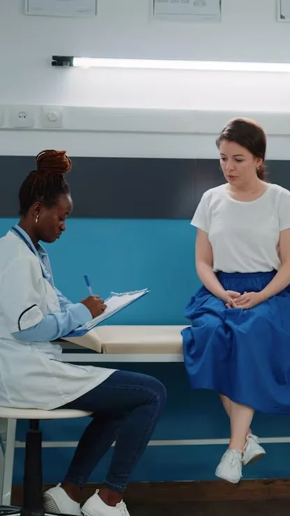 Healthcare professional discussing a personalized care plan with a patient at Mentally Healthy Care